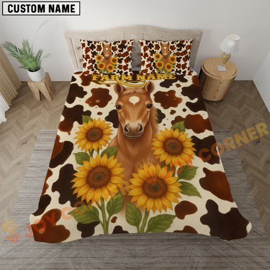 Joycorners Horse Sunflower Personalized Name Cozy Ranch Bedding set