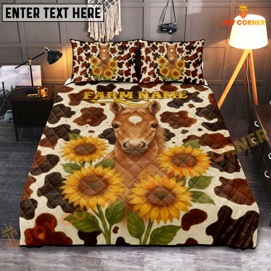 Joycorners Horse Sunflower Personalized Name Cozy Ranch Bedding set