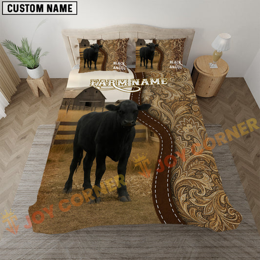 Joycorners Black Angus Western Paisley Personalized Name Cozy Ranch Bedding set