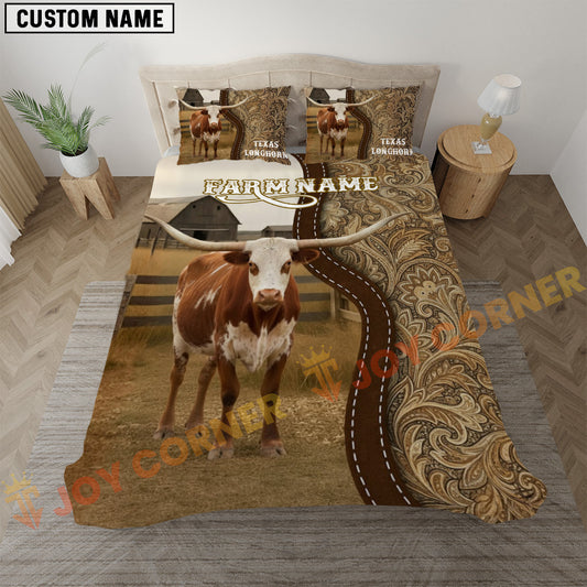 Joycorners Texas Longhorn Western Paisley Personalized Name Cozy Ranch Bedding set
