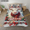 Joycorners Charolais Christmas Cow Personalized Name Cozy Bedding set