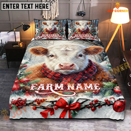 Joycorners Hereford Christmas Cow Personalized Name Cozy Bedding set