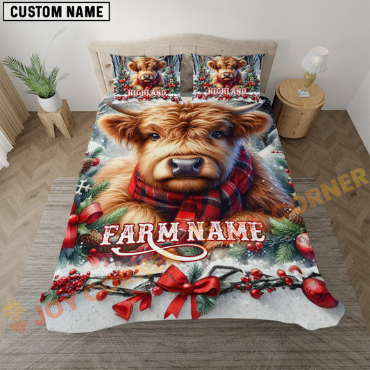 Joycorners Highland Christmas Cow Personalized Name Cozy Bedding set