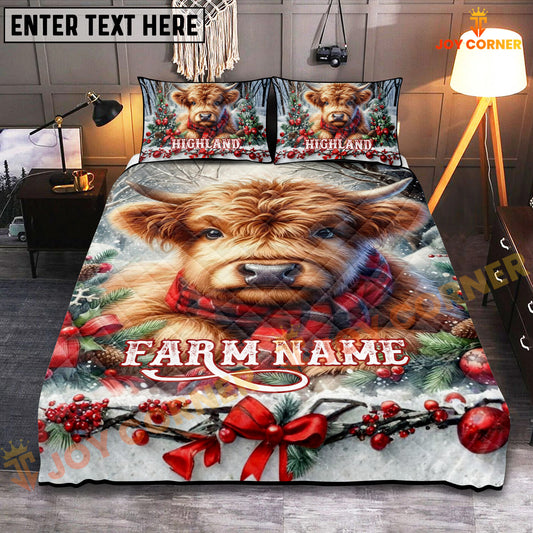 Joycorners Highland Christmas Cow Personalized Name Cozy Bedding set