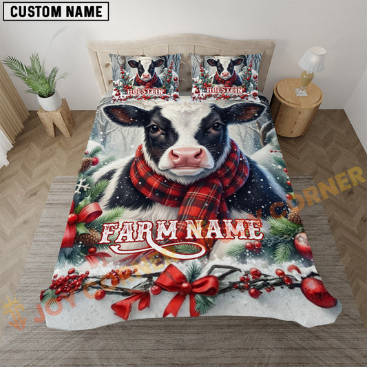 Joycorners Holstein Christmas Cow Personalized Name Cozy Bedding set