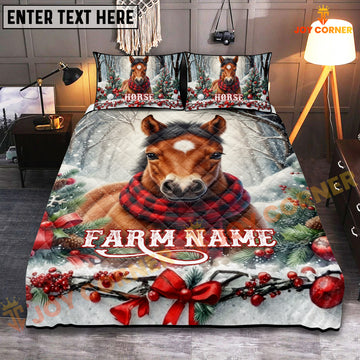 Joycorners Horse Christmas Cow Personalized Name Cozy Bedding set