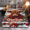 Joycorners Red Angus Christmas Cow Personalized Name Cozy Bedding set
