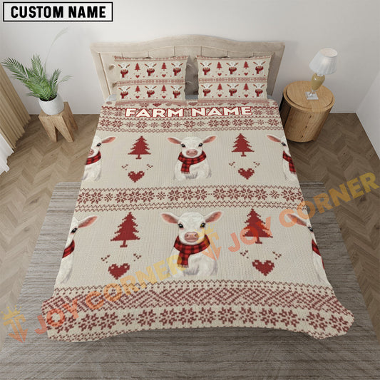Joycorners Charolais Merry Christmas Pattern Personalized Name Cozy Bedding set