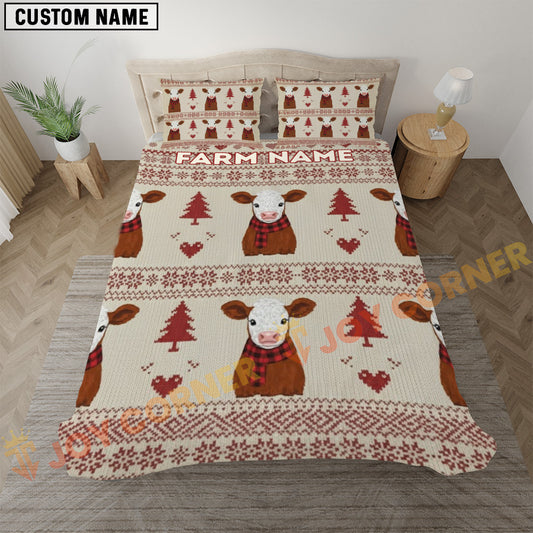 Joycorners Hereford Merry Christmas Pattern Personalized Name Cozy Bedding set