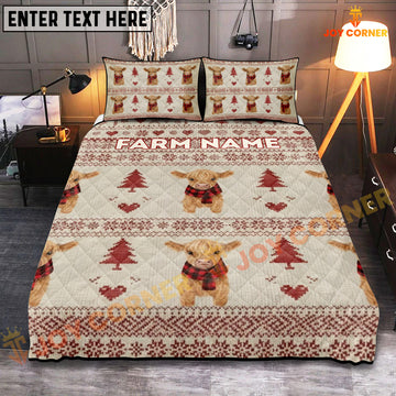Joycorners Highland Merry Christmas Pattern Personalized Name Cozy Bedding set