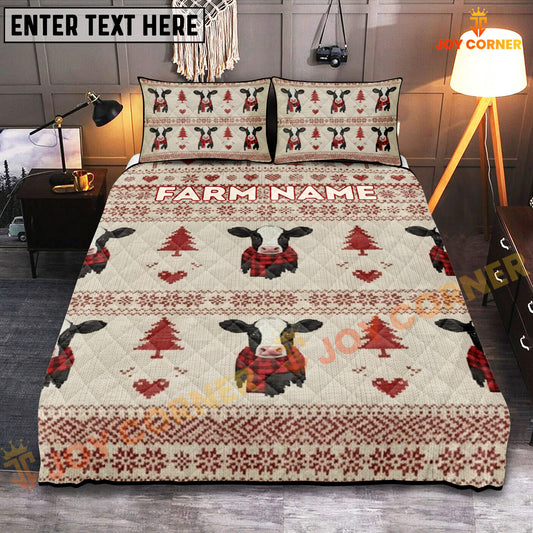 Joycorners Holstein Merry Christmas Pattern Personalized Name Cozy Bedding set