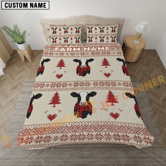 Joycorners Holstein Merry Christmas Pattern Personalized Name Cozy Bedding set