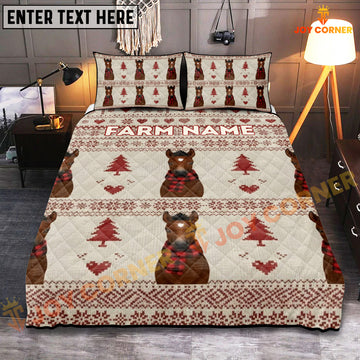 Joycorners Horse Merry Christmas Pattern Personalized Name Cozy Bedding set