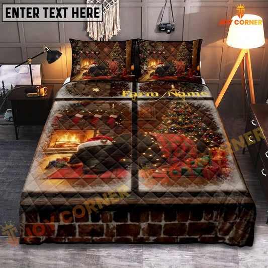 Joycorners Black Angus Personalized Name Merry Christmas Cow Bedding set