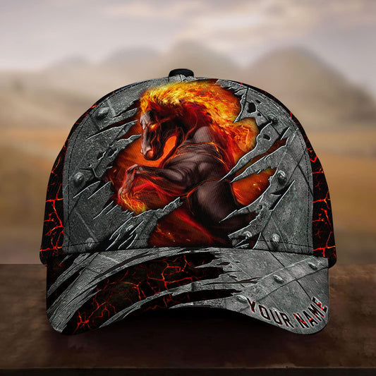 Personalized multicolor unique fire horse steel pattern cap