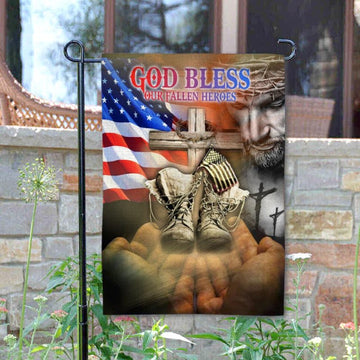 Joycorners God Bless Our Fallen Heroes Memorial Garden Flag