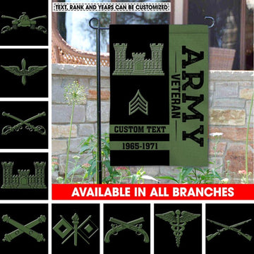 Joycorners Personalized US Army Veteran Proudly Served Garden Flag #MT36