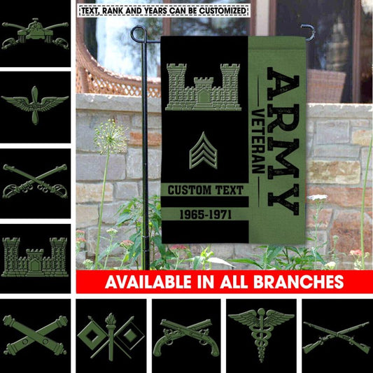 Joycorners Personalized US Army Veteran Proudly Served Garden Flag #MT36