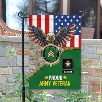 Joycorners Personalized Proud Veteran Eagle Patriotic Garden Flag #MT15