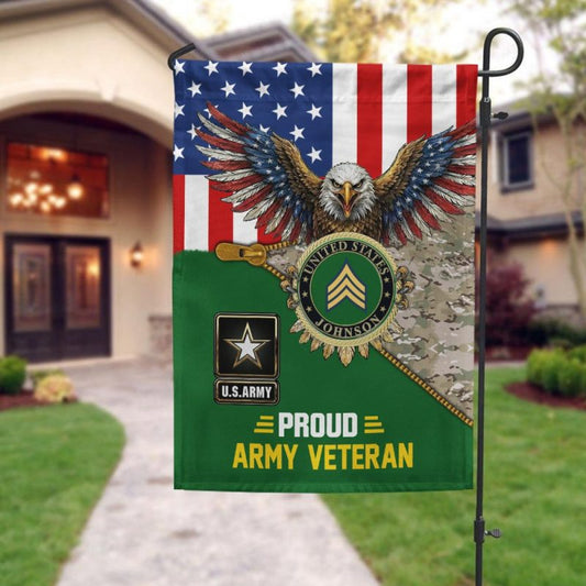 Joycorners Personalized Proud Veteran Eagle Patriotic Garden Flag #MT15