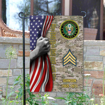 Joycorners Personalized US Veteran Proudly Served Garden Flag