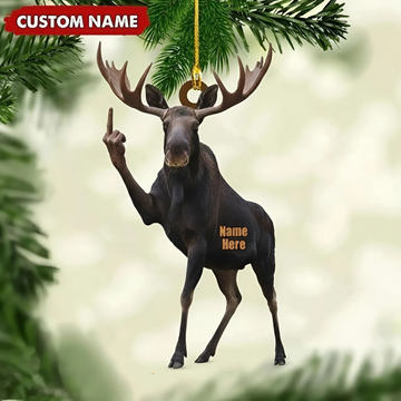 Joycorners Personalized Funny Moose Fukin Acrylic Christmas Ornament - Custom Decoration Holiday Gift for Hunters 2D Flat