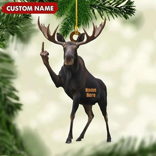 Joycorners Personalized Funny Moose Fukin Acrylic Christmas Ornament - Custom Decoration Holiday Gift for Hunters 2D Flat