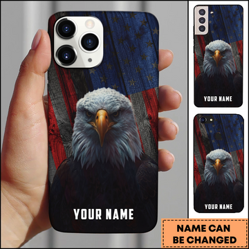 American Eagle Wooden Flag Patriotic Personalized Phone Case