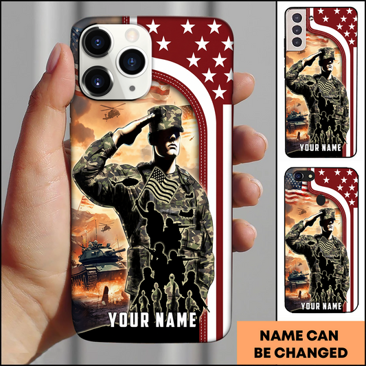 American Soldier Salute Eagle Patriotic Personalized Phone Case