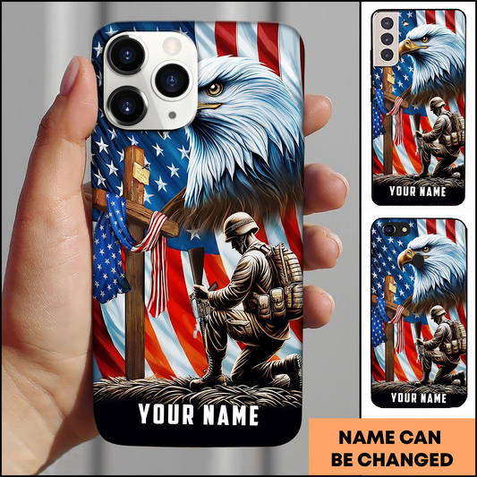 American Eagle Fallen Soldier Memorial Patriotic Personalized Phone Case