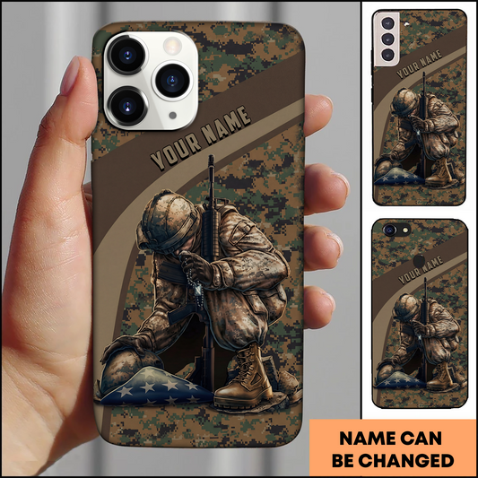 Fallen Soldier Kneeling Honor Patriotic Personalized Phone Case