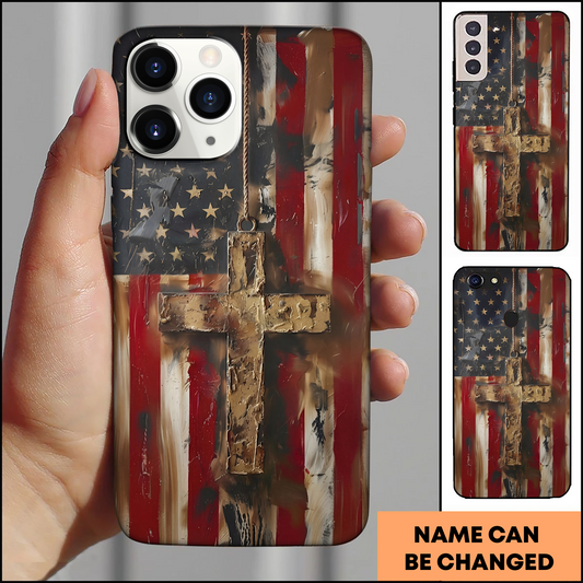 Faith And Freedom Cross American Flag Patriotic Phone Case