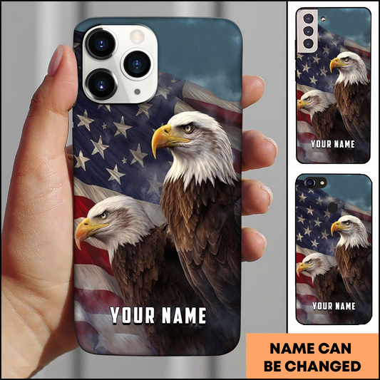 Twin Eagles American Flag Unity Patriotic Personalized Phone Case