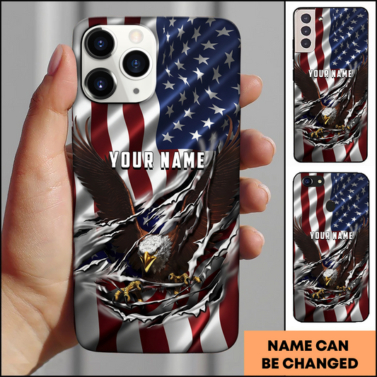 American Eagle Breaking Flag Patriotic Personalized Phone Case