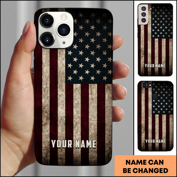 Vintage American Flag Grunge Patriotic Personalized Phone Case