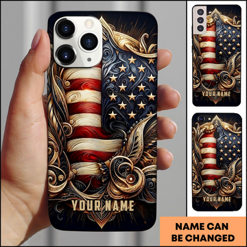 American Flag Ornate Shield Patriotic Personalized Phone Case