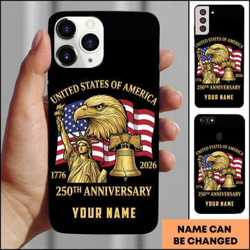 United States 250th Anniversary Liberty Eagle Personalized Phone Case