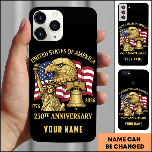 United States 250th Anniversary Liberty Eagle Personalized Phone Case