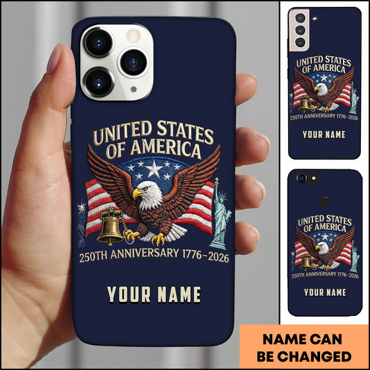 USA 250th Anniversary Eagle Bell Personalized Patriotic Phone Case