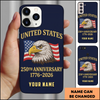 United States Eagle Emblem 250th Anniversary Personalized Phone Case