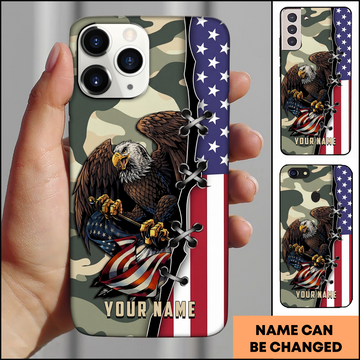 American Eagle Camo Flag Personalized Patriotic Phone Case