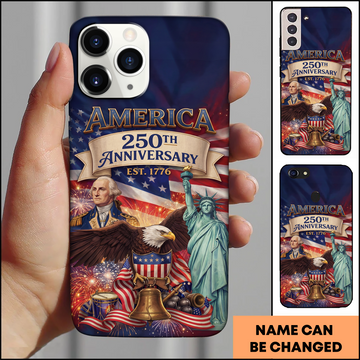 America 250th Anniversary Founding Fathers Eagle Patriotic Personalized Phone Case