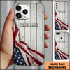 Rustic Wood American Flag Corner Personalized Phone Case