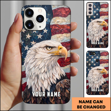 Oil Paint Bald Eagle American Flag Personalized Phone Case