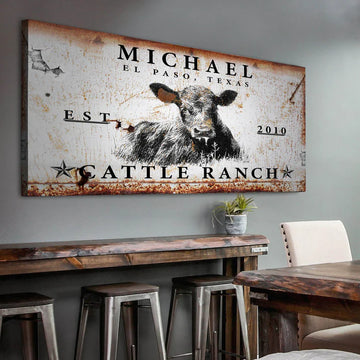 Joycorners Black Angus Cattle Personalized Name Canvas Cattle Ranch Signs 1