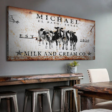 Joycorners Holstein Personalized Name Canvas Cattle Ranch Signs