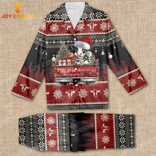 Joycorners Holstein On Truck Christmas Pattern 3D Pajamas