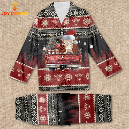 Joycorners Hereford On Truck Christmas Pattern 3D Pajamas