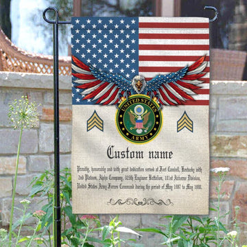 Joycorners Personalized American Veteran Garden Flag