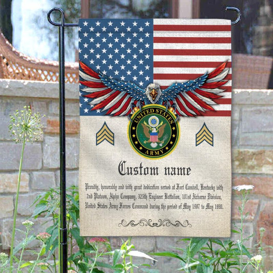 Joycorners Personalized American Veteran Garden Flag
